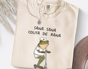 T-shirt Sana Sana Colita de Rana, cadeau maman mexicaine, grenouille drôle, équitation scooter, chemise infirmière, cadeau Enfermera