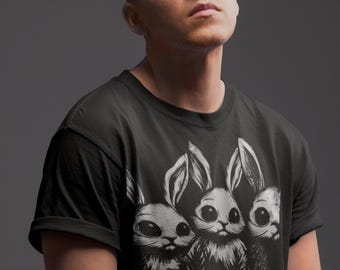 Griezelige konijntjes shirt schattig Goth griezelig konijn cadeau alternatieve kleding geschenken grunge konijnen vader shirt konijnen kijken naar je moeder T-shirt horror