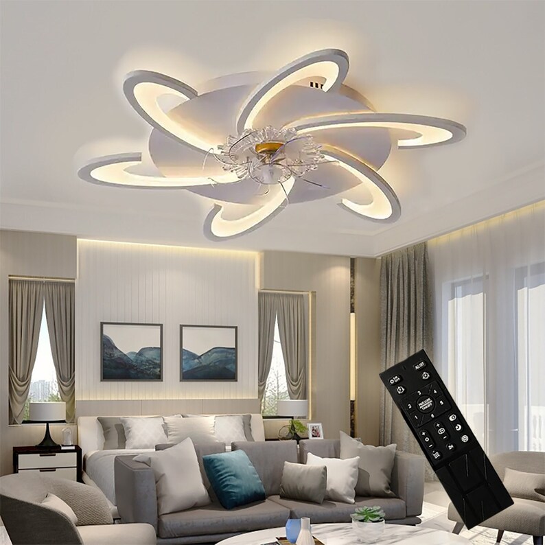 Modern Decorative Ceiling Fan LED Blade Ceiling Fan Dimmable With
