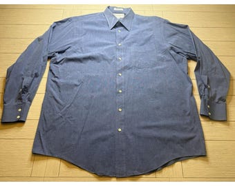 Burberrys Of London VTG Men's  LS Dress Shirt 17.5-35 Blue 100% Cotton Preppy