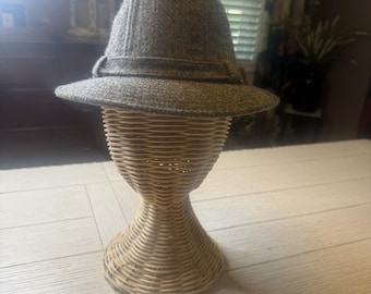 Stetson Vintage Wool Fedora Hat Size 6 7/8 Brown Tan Tweed