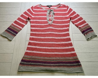 Tommy Bahama Crochet Open Knit Beach Cover Up Dress Linen Blend Resortwear Boho