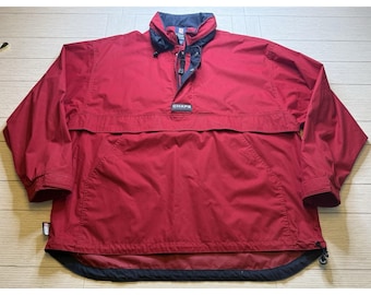 Ralph Lauren Chaps VTG 90s 1/4 Zip Pullover Windbreaker Light Jacket Red Navy XL