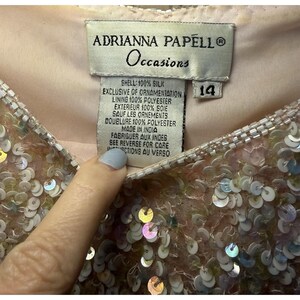 Adrianna Papell Silk VTG Sequin Beaded Lined Formal Glam Blouse Top Back Zip 14 image 4