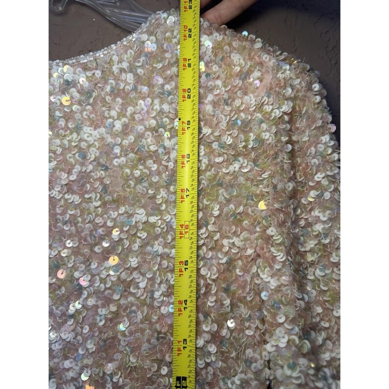 Adrianna Papell Silk VTG Sequin Beaded Lined Formal Glam Blouse Top Back Zip 14 image 7