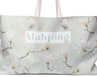 Magnolia Mahjong tote, mahjong supplies tote, Southern Mahj bag, mahjong tile and rack bag, mahj tote, custom tote, personalized bag