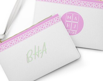 Monogramed Mahjong League card pouch, Pink Mahj clutch, Mah-jongg Monogram, Mahjongg card case, Mahjong card protector, mahjong gifts