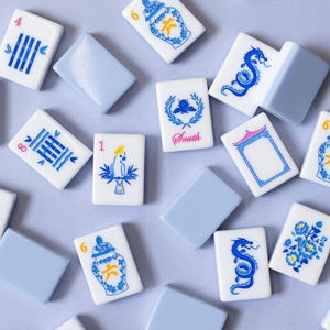 Blue Chinoiserie Mahjong Tiles