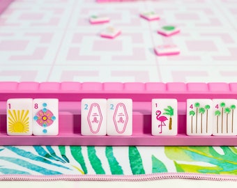 Palm Springs Mahjong Tiles PREORDER, Pink Mahjongg tiles, Tropical Mah-jongg Tile set, Beach Mahjong tiles, Palm Beach mahj, Pink tile set