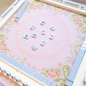 Vintage Rose Mahjong Mat, Pink mahj mat, floral neoprene mahjongg mat