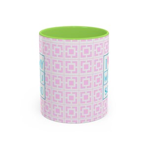 Mahjong Coffee Mug, Mahj Squad mug, Pink and green Mahjong cup, Palm Springs Mahjongg, Mahjong gifts, Pink Mahjong, Morning Mahjong image 2