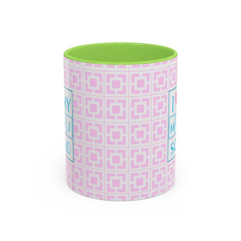 Mahjong Coffee Mug, Mahj Squad mug, Pink and green Mahjong cup, Palm Springs Mahjongg, Mahjong gifts, Pink Mahjong, Morning Mahjong image 2