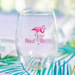 Bird Bam wine glass, Mahjong cup, Mahjong stemless wine glass, Bam Bird cup, Mah Jong cup, Flamingo Mahjongg cups, Mahjong Party, gifts