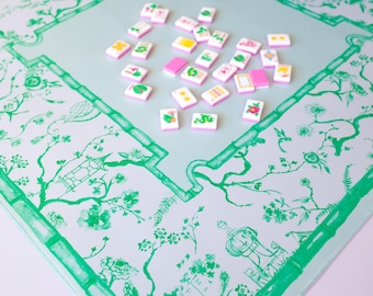 Jade Green Chinoiserie Mahjong Mat