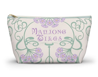 Bolso de azulejos Parisian Floral Mahjong, bolso Mahjong de flor púrpura, bolsa de azulejos, bolso Mahj, bolso Art Nouveau mahj-ongg, bolso Bridgerton, bolsa mahj
