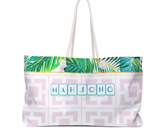 Mahjong Tote bag, Mahjongg supplies bag, Tile bag, Large Mah jong bag to carry everything, Palm Springs Mahj bag, Mahjong Rack tote