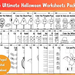 Le paquet ultime de feuilles de travail pour Halloween, feuilles de travail pour Halloween, activités préscolaires, activités primaires, 25 activités imprimables pour enfants