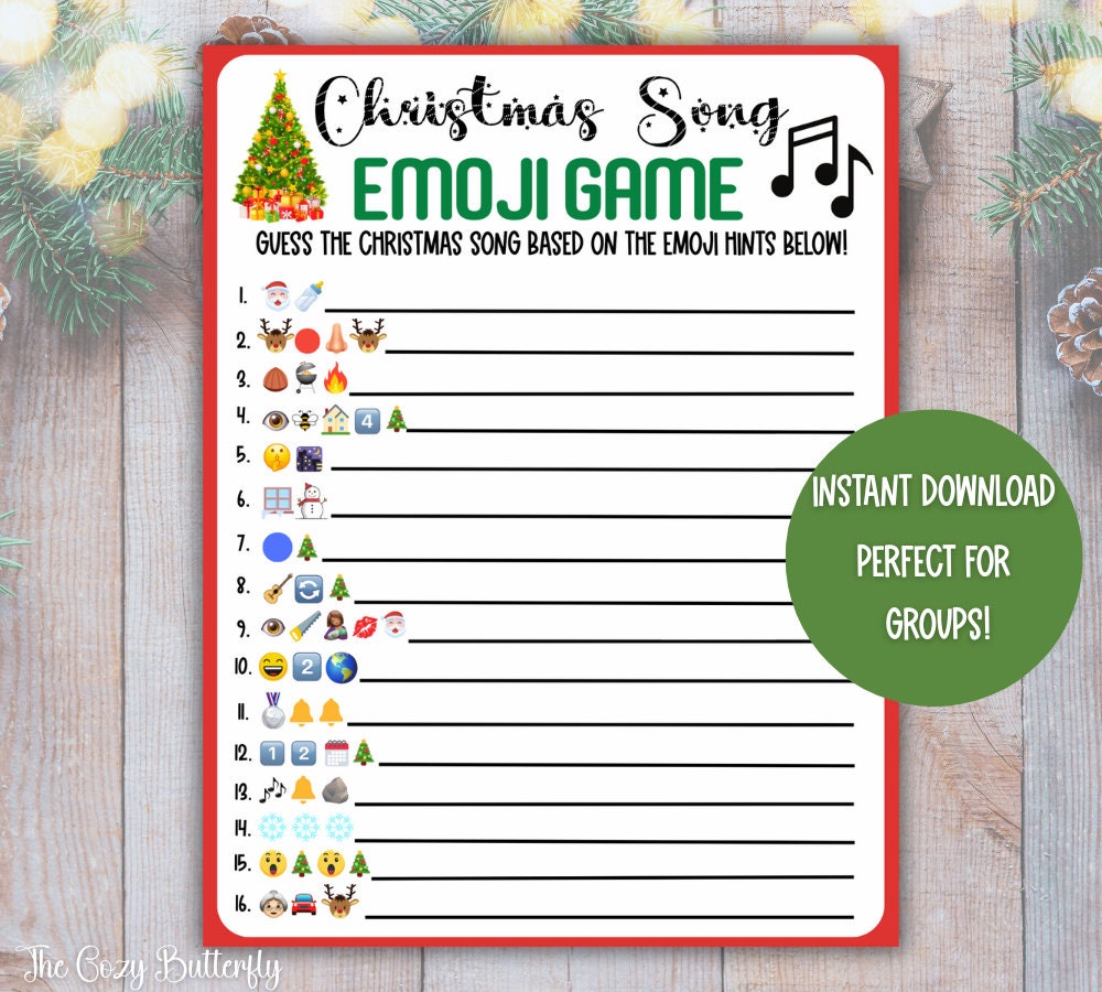 Christmas Emoji Pictionary Christmas Songs Christmas Printable Game…