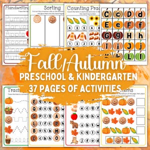Fall Preschool Bundle: Fun Fall Worksheets/Activities for Kids, Toddlers, Kindergarten, Homeschool/Classroom Learning Printables