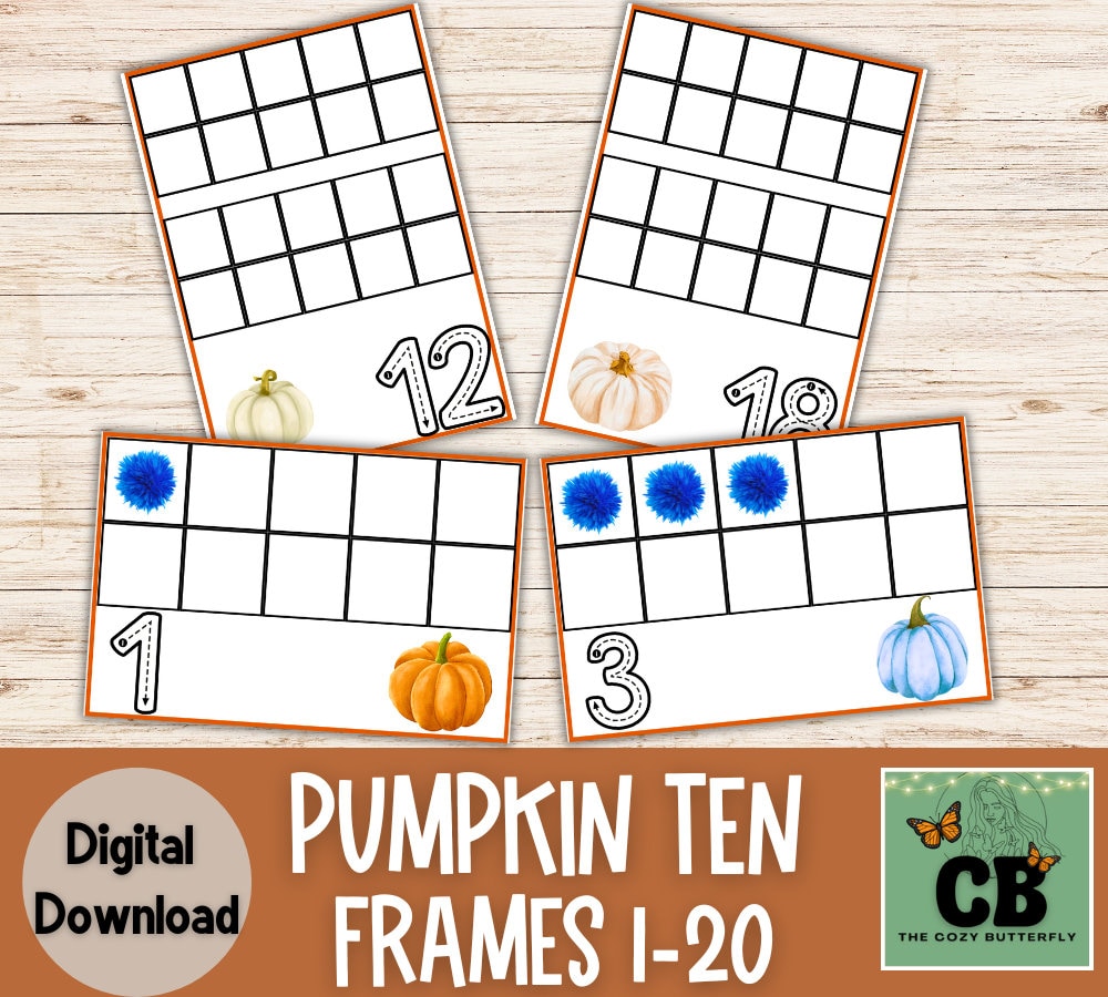 Pumpkin Ten Frames, Montessori Materials, Homeschool Resources, Preschool Printable, Homeschool Learning, Fall Activity, Math Activity