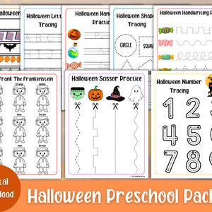 Halloween Preschool Packet, Halloween Preschool Printable, Homeschool Printable, Montessori Printable, Kid Activity, Toddler Activity