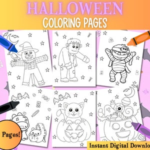 20 Halloween Printable Coloring Pages, Kids Halloween Printable, Coloring Sheets for Classroom, Holiday Printable, Coloring Book