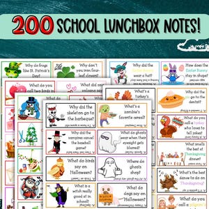 Piadas de lancheira para crianças, notas de almoço para impressão, cartões de piadas de lancheira, notas de almoço para crianças, piadas de volta às aulas em PDF para impressão, PACOTE de piadas para crianças