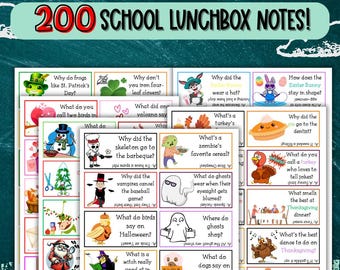 Lunch Box Jokes for Kids, Printable Lunch Notes, Lunchbox Joke Cards, Kids Lunch Notes, Back to School Jokes PDF Printable BUNDLE, Kid Jokes