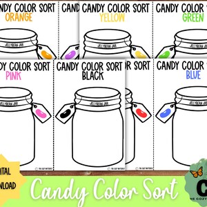 Candy Color Sort, Halloween Preschool Printable, Learning Colors, Homeschool Printable, Montessori Printable, Kid Activity, Toddler Activity