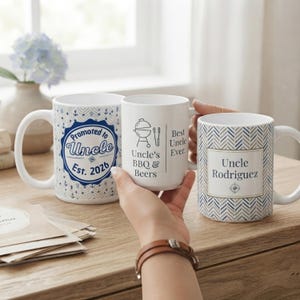 uncle baby reveal, pregnancy announcm,  custom bestie mug, Custom Name auncle Mug,  Baby Announcement Gift For uncle, tio Coffee Cup, BBQ u