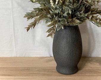 Black Earthy Modern Rustic Textured Vase