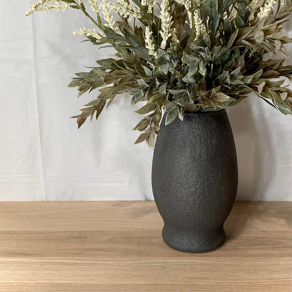 Black Earthy Modern Rustic Textured Vase