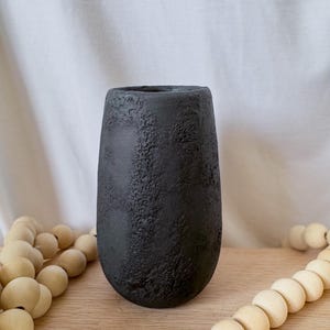 Stone Collection – Black Rounded Porous Textured Vase