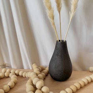 Stone Collection – Porous Rain Drop Matte Black Vase