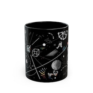 Astranout Space Mug, Black Coffee Cup, Astronaut Design Tea Mug, Galaxy Themed Ceramic Mug, Outer Space Gift, 11oz, 15oz