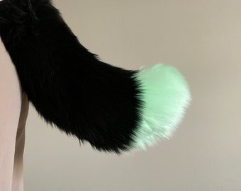 Black and Mint PRE-MADE Fursuit tail! -Canine