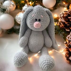 Handmade Plush Bunny Toy – Soft Amigurumi Crochet Rabbit – Cute Stuffed Animal for Kids & Baby Gift