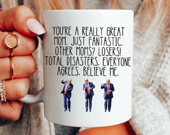 Taza de regalo para el Día de la Madre de Trump, divertida taza para mamá, idea de regalo republicana, taza de café para mamá, regalo para mamá primeriza, regalo de Navidad de hija a mamá, personalizado