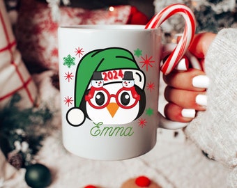 Custom Penguin Mug Personalized Hot Chocolate Mug Cute Animal Holiday Mug Custom Coffee Mug Gift for Friend Hot Cocoa Mug Christmas Mug Gift