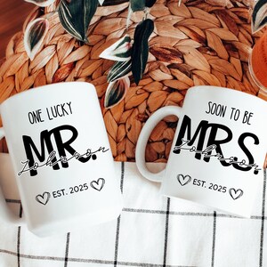 Custom Couple Mr & Mrs Est Mug Engagement Gift Bride To Be Mug Future Bride and Groom Mug Bridal Shower Mug Newlywed Coffee Cup Just Married