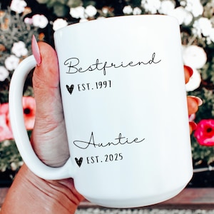 Beste vriend van tante Zwangerschap aankondiging cadeau gepromoveerd tot tante mok beste vriend zwangerschap aankondiging nieuwe tante cadeaus aangepaste nieuwe tante