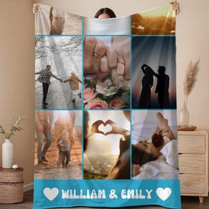 Personalized Photo Blanket Photo Blanket with Text Gift Memorial Blanket Anniversary Couples Gift Family & Friends Special Memory Keepsake