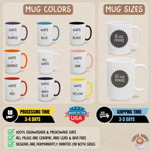 a coffee mug with different colors and sizes