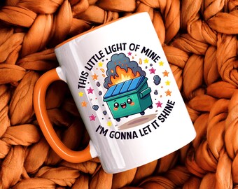 Taza divertida con forma de basurero en llamas, taza de café, humor de oficina, taza única, regalo para un amigo, ideas para regalos de cumpleaños, regalo de broma, humor negro, taza divertida para el lugar de trabajo