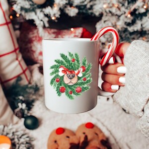 Christmas Wreath Dog Mug Funny Christmas Dog Mug Holiday Mug Merry Christmas Dog Lover Holiday Gift Cute Gift for Dog Mom Mug Christmas Gift