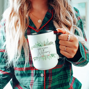 Personalized Family Christmas Mug Custom Holiday Coffee Mug Womens Winter Cup Family Matching Gift Gingerbread House Merry & Bright Xmas Mug