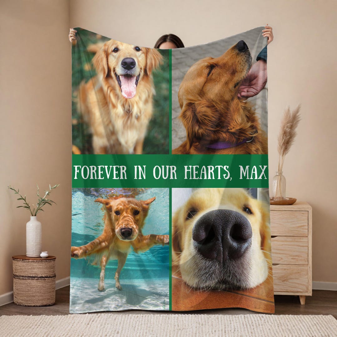 Personalized Dog Memorial Photo Blanket Gift Dog Loss Pet Memory Gifts ...