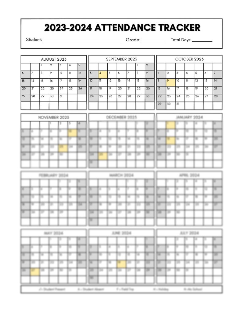 Homeschool Attendance Tracker 20232024 Etsy