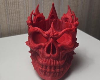 Candelabro de calavera rey impreso en 3D: decoración gótica para el hogar