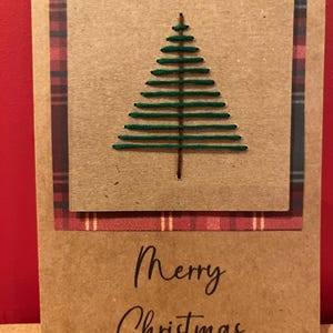 4 Cartões de árvore de Natal bordados DIY/Kit de artesanato/Kit de artesanato de cartão de Natal/Faça seu próprio cartão de Natal/Costure seu próprio cartão de Natal